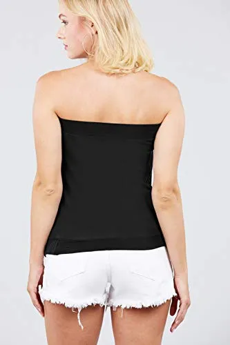 Women's Sleeveless Stretchy Pleated Tube Top Blouse